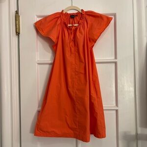 GAP Coral Tie-Front Flutter Sleeve Mini Dress